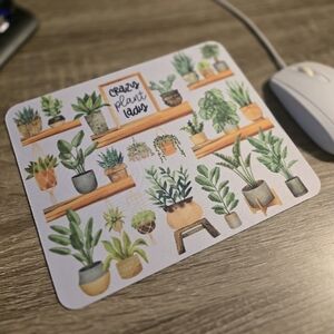 Plant Lady Decorative Mouse Pad with Potted Succulent and Botanical Design